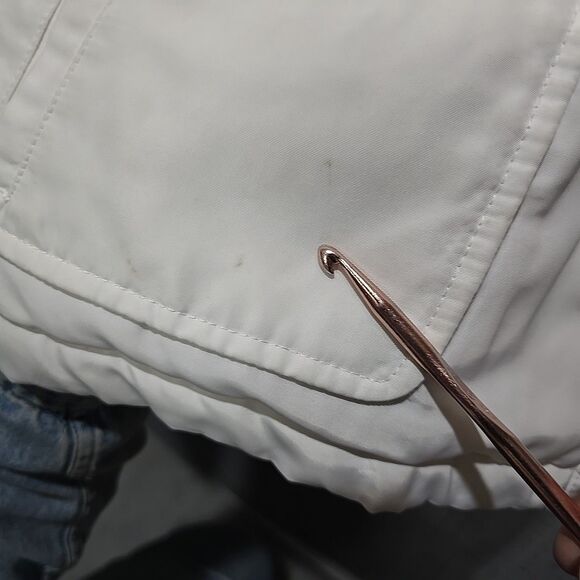 White Hooded Insulated Jacket Coat XL Fur Trim Zip Pennylane Ski Puffer Preppy - Picture 8 of 16